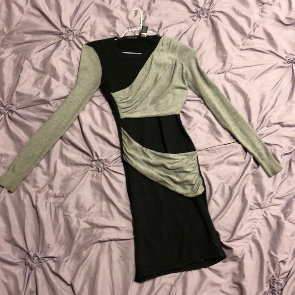 XS Black/Gray Sweater Dress: Moda International